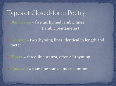 Closed Form Poetry Definition and Its Many Facets